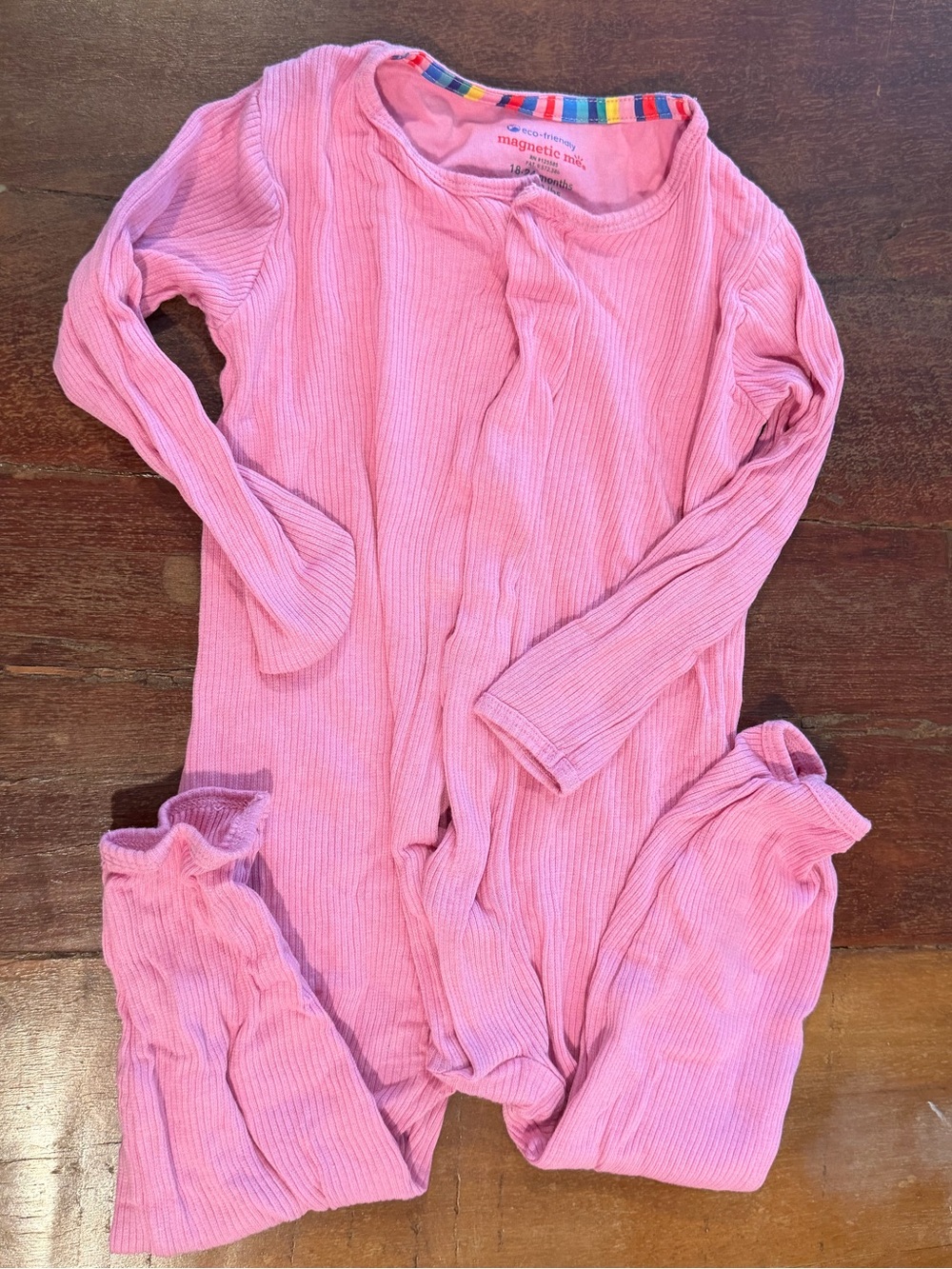Magnetic Me Pink Ribbed Footie One-Piece
